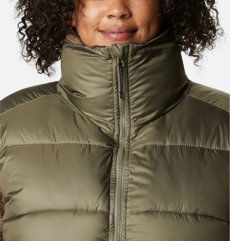 Columbia Leadbetter Point Sherpa Hybrid Jakke Dame Olivengrønne | Plus Size 89247U